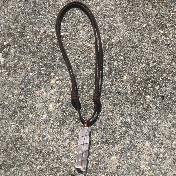 Copper Wrapped Selenite Necklace - Picture 2 of 2